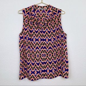 Geometric Bright Sleeveless Blouse